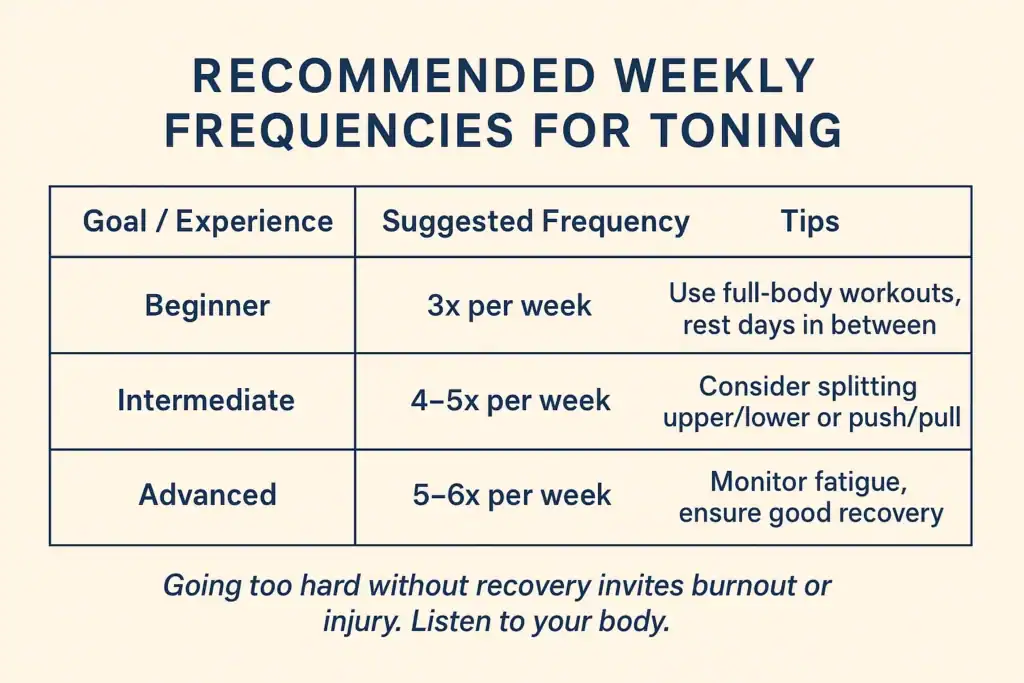 Achieving the Perfect Tone: How Often Should You Exercise for Results? 2 Graphic to show how often you should do exercise to help with toning Southend-on-Sea